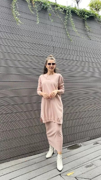 İnvee 5860 Somon Yanı Şifon Triko Tunik