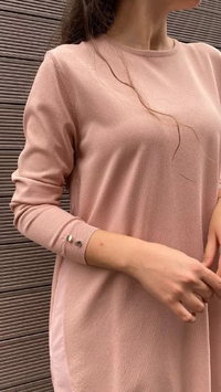 İnvee 5860 Somon Yanı Şifon Triko Tunik