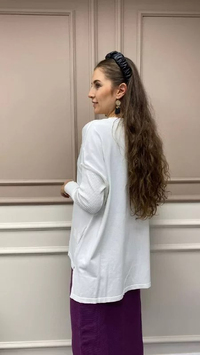 İnvee 5879 Ekru Önü Kısa Arkası Uzun Triko