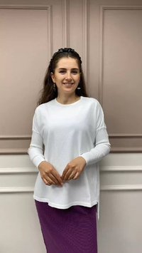 İnvee 5879 Ekru Önü Kısa Arkası Uzun Triko