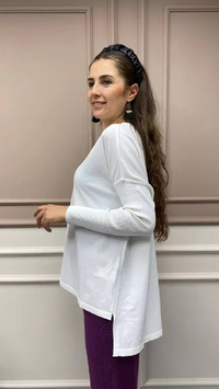 İnvee 5879 Ekru Önü Kısa Arkası Uzun Triko
