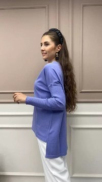 İnvee 5879 Lila Önü Kısa Arkası Uzun Triko