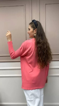 İnvee 5879 Pembe Önü Kısa Arkası Uzun Triko