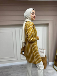 İnvee 6122 Camel Asimetrik Kesim Gömlek