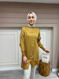 İnvee 6122 Camel Asimetrik Kesim Gömlek