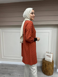 İnvee 6122 Oranj Asimetrik Kesim Gömlek