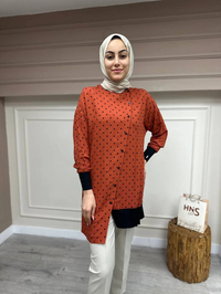 İnvee 6122 Oranj Asimetrik Kesim Gömlek