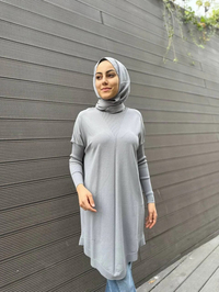 İnvee 6166 Gri Uzun Triko