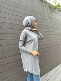 İnvee 6166 Gri Uzun Triko