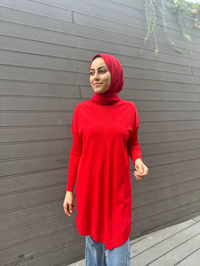 İnvee 6166 Kırmızı Uzun Triko