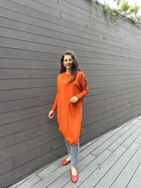 İnvee 6166 Oranj Uzun Triko