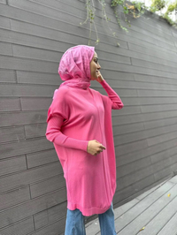 İnvee 6166 Şeker Pembesi Uzun Triko