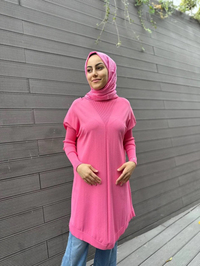 İnvee 6166 Şeker Pembesi Uzun Triko