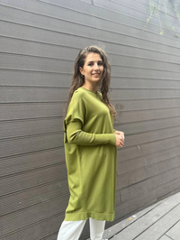 İnvee 6166 Yağ Yeşili Uzun Triko
