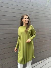 İnvee 6166 Yağ Yeşili Uzun Triko