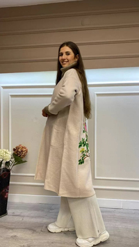İnvee 6224 Vanilya Arkası Nakışlı Keçe Kap