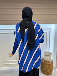 İnvee 6252 Sax Önü Arkası Desenli Tunik