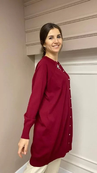 İnvee 6283 Bordo Yusufçuk Hırka