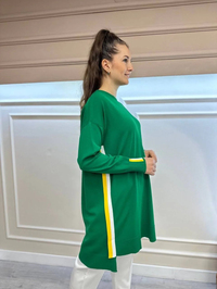 İnvee 6367 Benetton Yanı Renkli Şerit Detaylı Triko