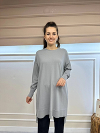 İnvee 6367 Gri Yanı Renkli Şerit Detaylı Triko