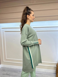 İnvee 6367 Küfrengi Yanı Renkli Şerit Detaylı Triko