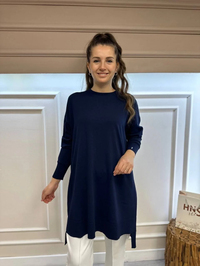 İnvee 6367 Lacivert Yanı Renkli Şerit Detaylı Triko