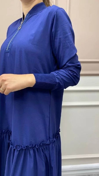 İnvee 6389 Lacivert Fırfır Detaylı Elbise