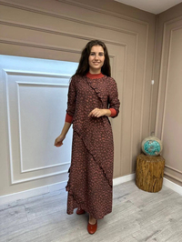 İnvee 6390 Bordo Desenli Elbise