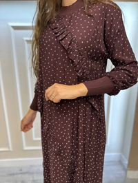 İnvee 6390 Bordo Desenli Elbise