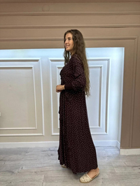 İnvee 6390 Bordo Desenli Elbise