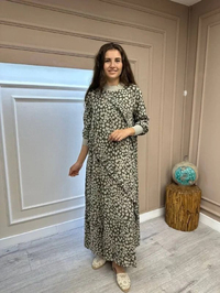 İnvee 6390 Haki Desenli Elbise