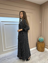 İnvee 6390 Siyah Desenli Elbise