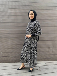 İnvee 6390 Siyah Desenli Elbise