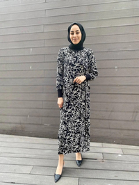 İnvee 6390 Siyah Desenli Elbise
