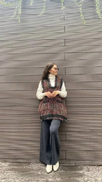 İnvee 6410 Antrasit Triko Bol Paça Pantolon
