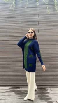 İnvee 6410 Ekru Triko Bol Paça Pantolon