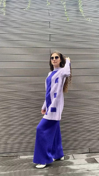 İnvee 6410 Mor Triko Bol Paça Pantolon
