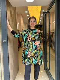 İnvee 6450 Çiçek Desen Penye Tunik