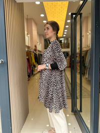 İnvee 6450 Kahve Leopar Desen Tunik