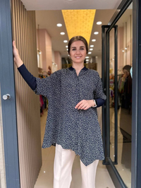 İnvee 6452 Lacivert Desenli Tunik