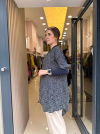 İnvee 6452 Lacivert Desenli Tunik