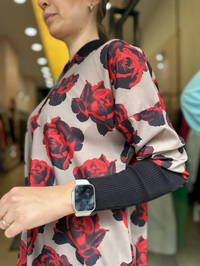İnvee 6452 Siyah-Camel Gül Desenli Tunik