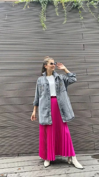 İnvee 6466 Fuşya Pilise Etek