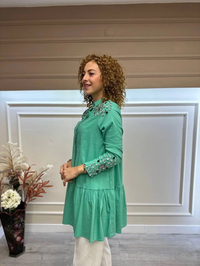 İnvee 6478 Mint Taş İşlemeli Gömlek