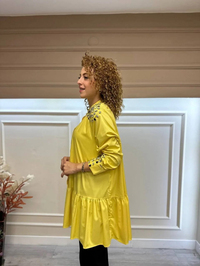 İnvee 6478 Sarı Taş İşlemeli Gömlek