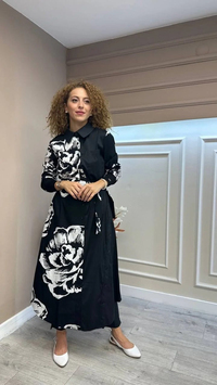 İnvee 6636 Siyah Ekru Detaylı Gömlek Kap