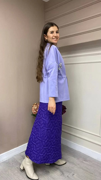 İnvee 6690 Lila Scuba Taşlı Bluz