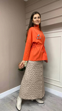 İnvee 6690 Oranj Scuba Taşlı Bluz