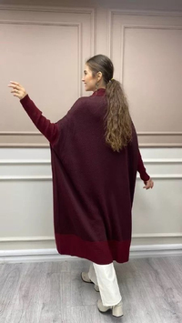 İnvee 6693 Koyu Bordo Yarasa Kol Hırka