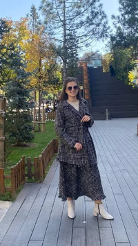İnvee 6697 Siyah Ceket Etek Takım